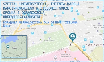 PORADNIA NEFROLOGICZNA DLA DZIECI - SZPITAL UNIWERSYTECKI IMIENIA KAROLA MARCINKOWSKIEGO W ZIELONEJ GÓRZE SPÓŁKA Z OGRANICZONĄ ODPOWIEDZIALNOŚCIĄ - UL. LUDWIKA WARYŃSKIEGO 2, ZIELONA GÓRA