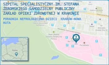 PORADNIA NEFROLOGICZNA DZIECI - SZPITAL SPECJALISTYCZNY IM. STEFANA ŻEROMSKIEGO SAMODZIELNY PUBLICZNY ZAKŁAD OPIEKI ZDROWOTNEJ W KRAKOWIE - UL. OS. NA SKARPIE 66,  KRAKÓW-NOWA HUTA