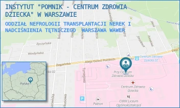 ODDZIAŁ NEFROLOGII TRANSPLANTACJI NEREK I NADCIŚNIENIA TĘTNICZEGO - INSTYTUT "POMNIK - CENTRUM ZDROWIA DZIECKA" - ALEJA DZIECI POLSKICH 20,  WARSZAWA WAWER