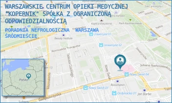 PORADNIA NEFROLOGICZNA - WARSZAWSKIE CENTRUM OPIEKI MEDYCZNEJ "KOPERNIK" SPÓŁKA Z OGRANICZONĄ ODPOWIEDZIALNOŚCIĄ - MIKOŁAJA KOPERNIKA 43,  WARSZAWA ŚRÓDMIEŚCIE