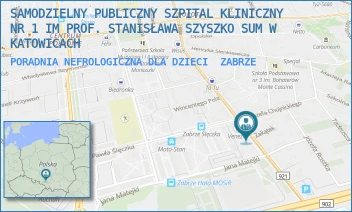 PORADNIA NEFROLOGICZNA DLA DZIECI - SAMODZIELNY PUBLICZNY SZPITAL KLINICZNY NR 1 IM PROF. STANISŁAWA SZYSZKO SUM W KATOWICACH - UL. 3 MAJA 13-15,  ZABRZE